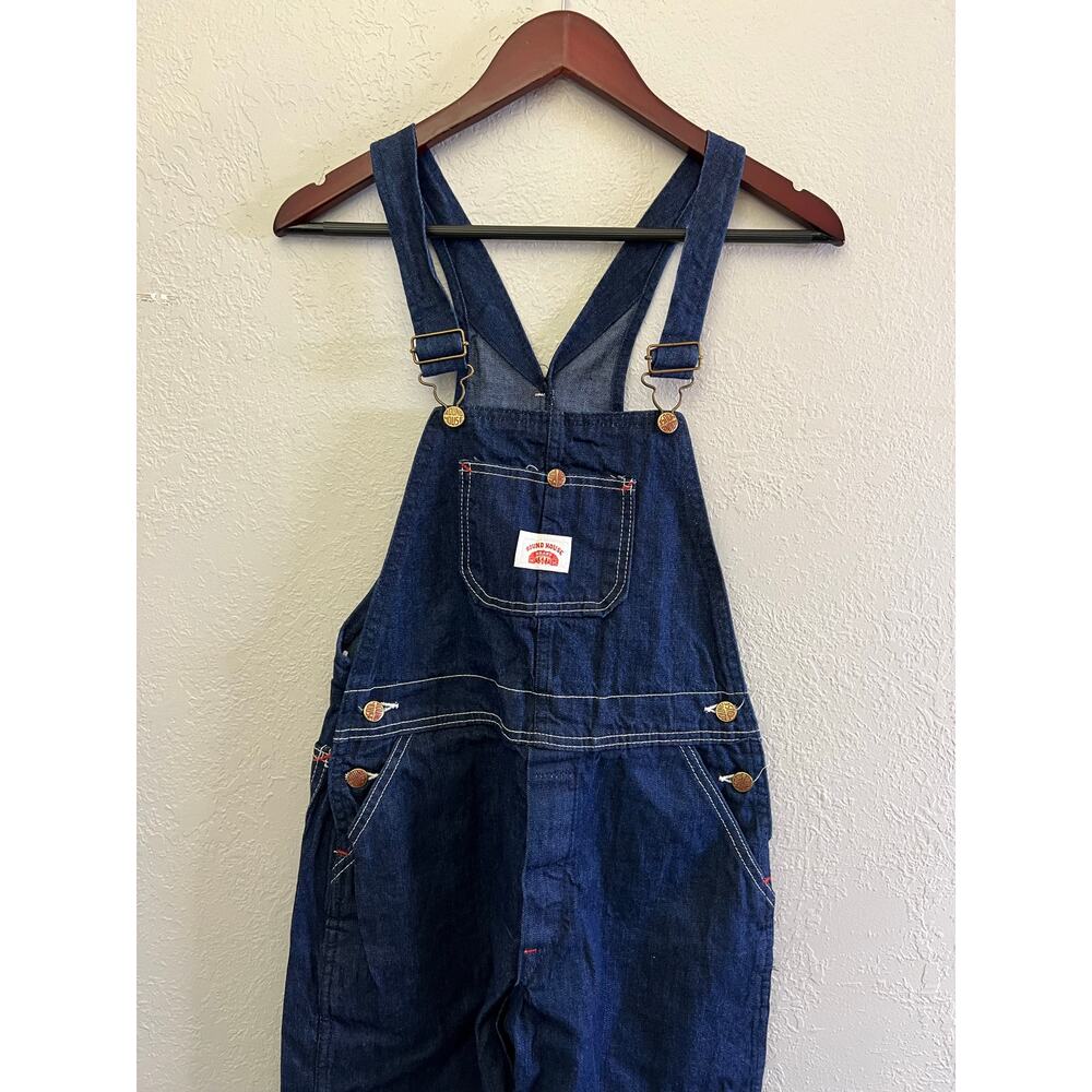 Vintage Round House Denim Overalls USA Cotton Bib Carpenter Workwear Sz S/M
